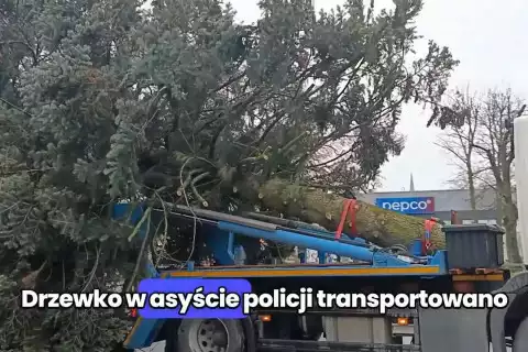 Ulicami miasta transportowano choinkę